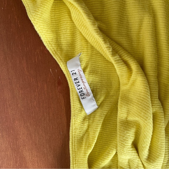 Ribbed Yellow One Shoulder Top - Picture 4 of 5